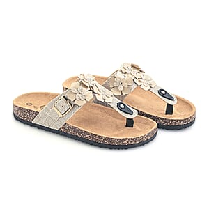 Love 83 Beige Floral Sandals -8