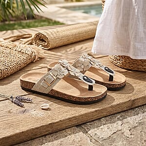 Love 83 Beige Floral Sandals -9