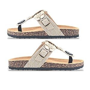 Love 83 Beige Floral Sandals -9