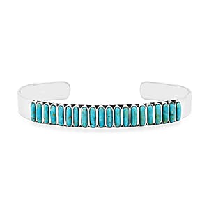Santa Fe Style Kingman Turquoise  24 ctw Bracelet in Sterling Silver (7.00 In)