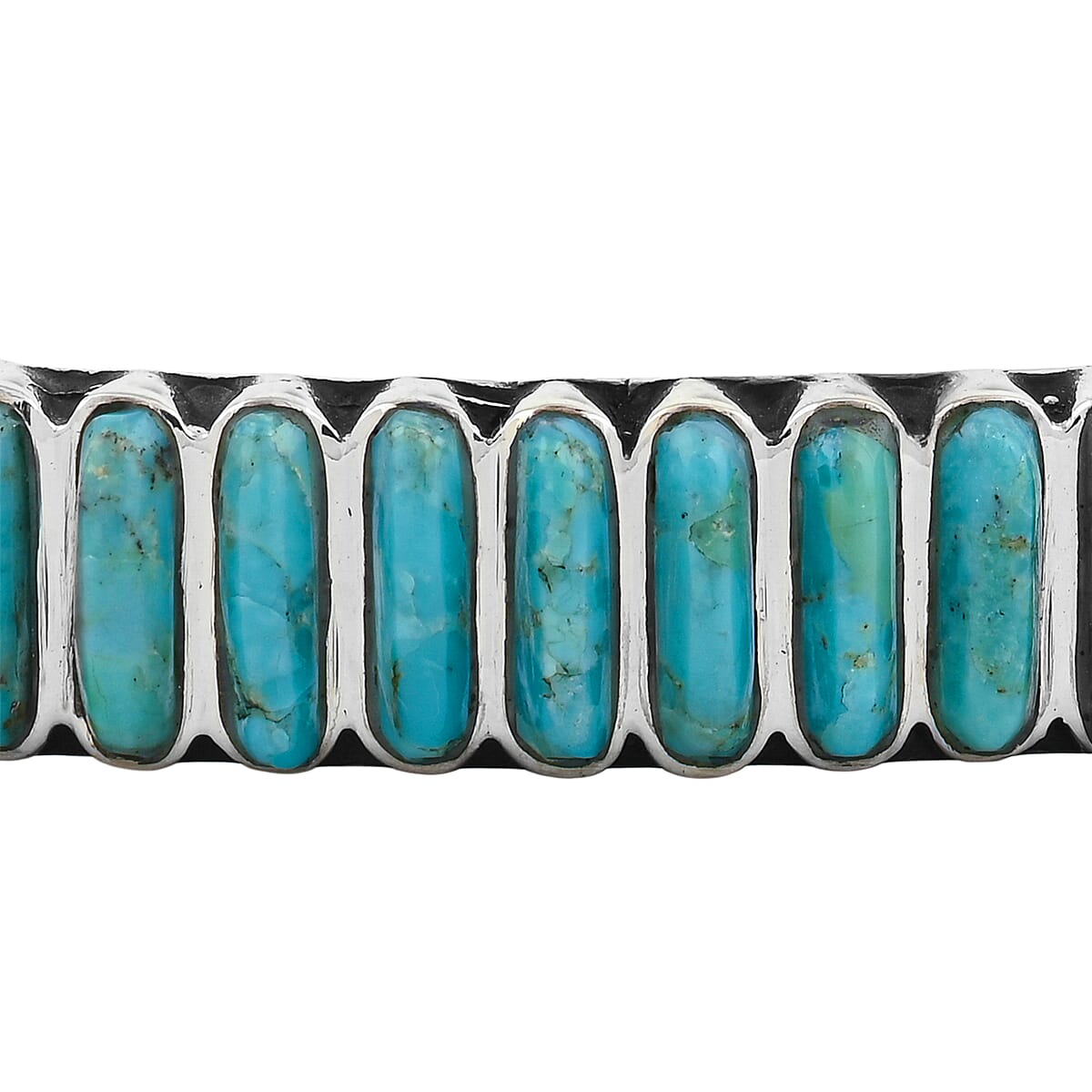 Santa Fe Style Kingman Turquoise  Bracelet in Sterling Silver (7.00 In) 24.00 ctw image number 3