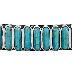 Santa Fe Style Kingman Turquoise  24 ctw Bracelet in Sterling Silver (7.00 In)