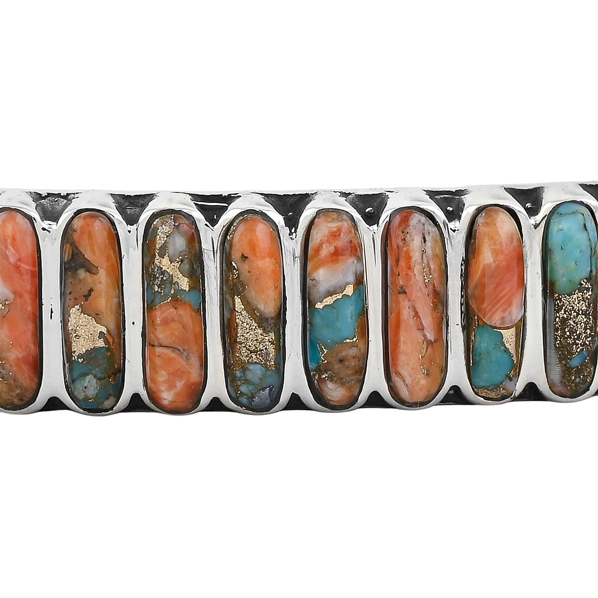 Santa Fe Style Spiny Turquoise 24 ctw Bracelet in Sterling Silver (7.00 In) image number 3