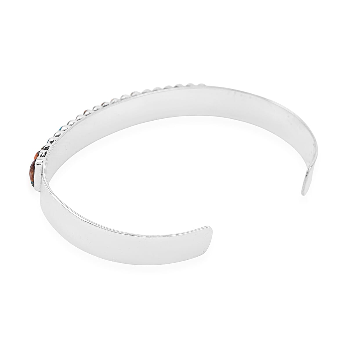 Santa Fe Style Spiny Turquoise 24 ctw Bracelet in Sterling Silver (7.00 In) image number 4