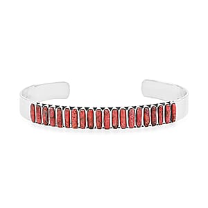 Santa Fe Style Red Coral Bracelet in Sterling Silver (7.00 In)