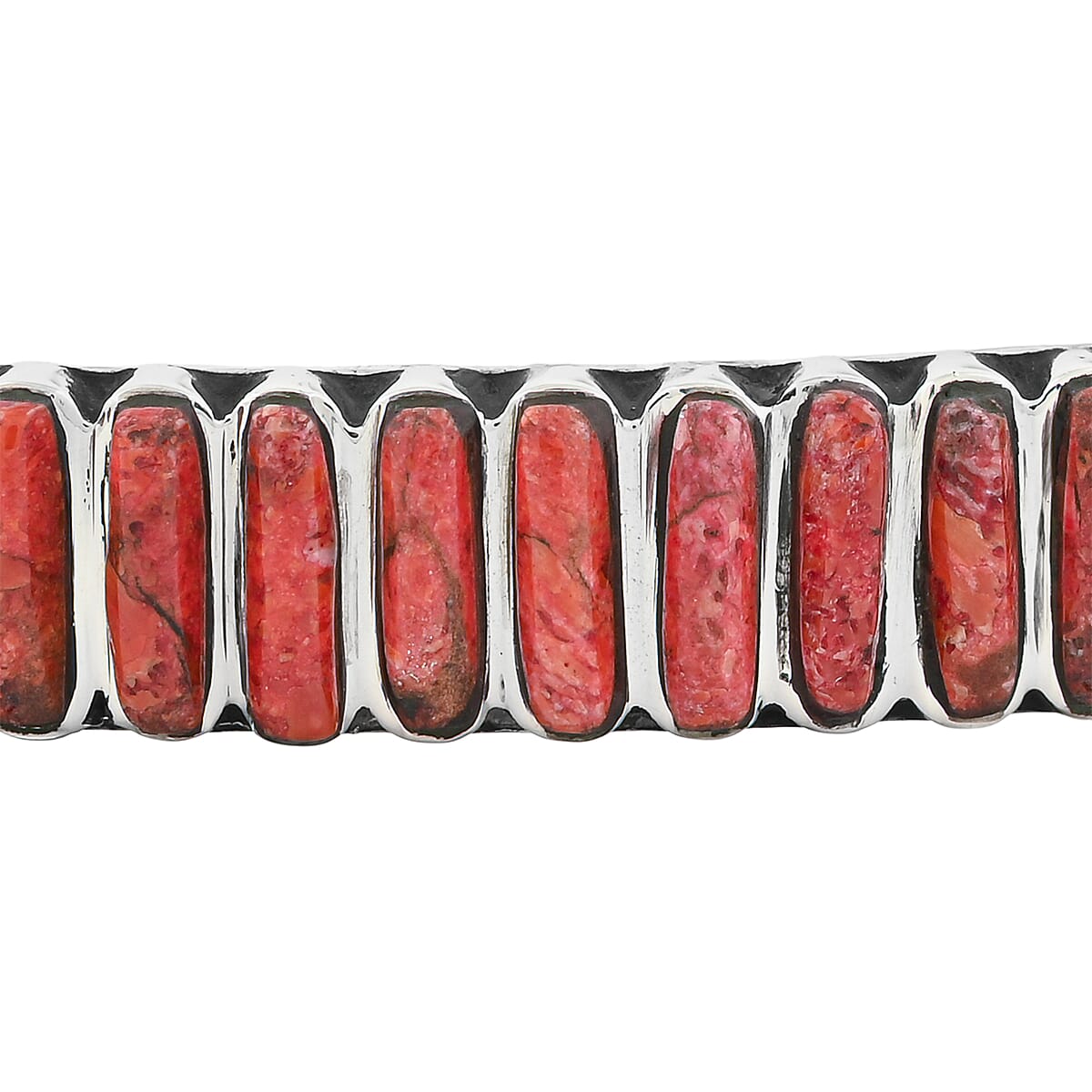 Santa Fe Style Red Coral Bracelet in Sterling Silver (7.00 In) image number 3