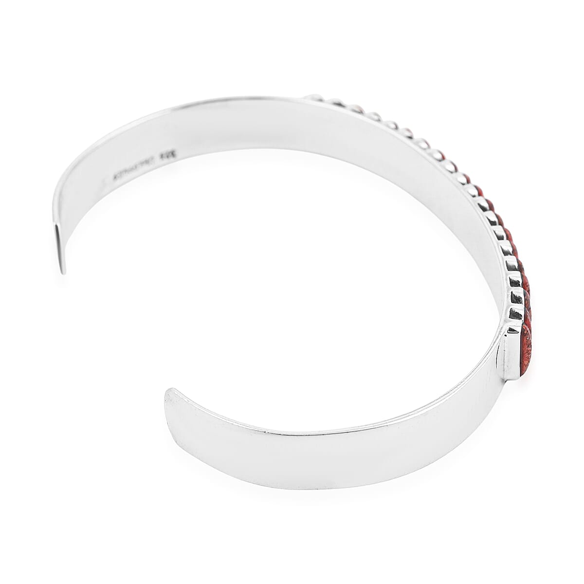 Santa Fe Style Red Coral Bracelet in Sterling Silver (7.00 In) image number 4