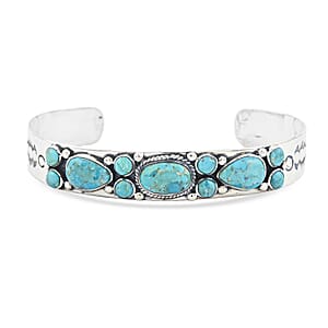 Santa Fe Style Kingman Turquoise  16 ctw Bracelet in Sterling Silver (7.00 In)