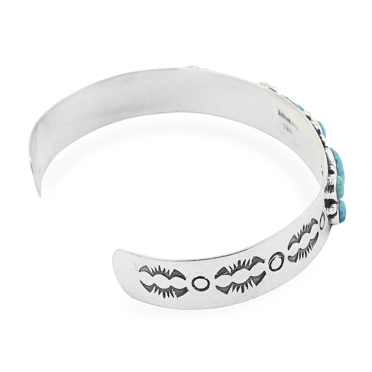 Santa Fe Style Kingman Turquoise  16 ctw Bracelet in Sterling Silver (7.00 In) image number 4