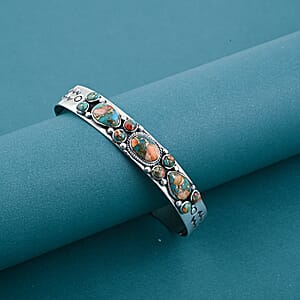 Santa Fe Style Spiny Turquoise  16 ctw Bracelet in Sterling Silver (7.00 In)