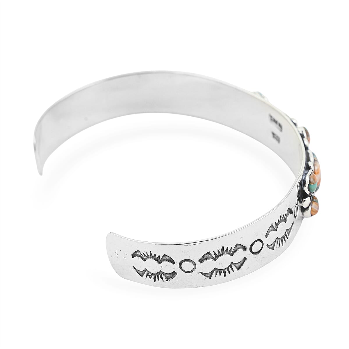 Santa Fe Style Spiny Turquoise  16 ctw Bracelet in Sterling Silver (7.00 In) image number 4