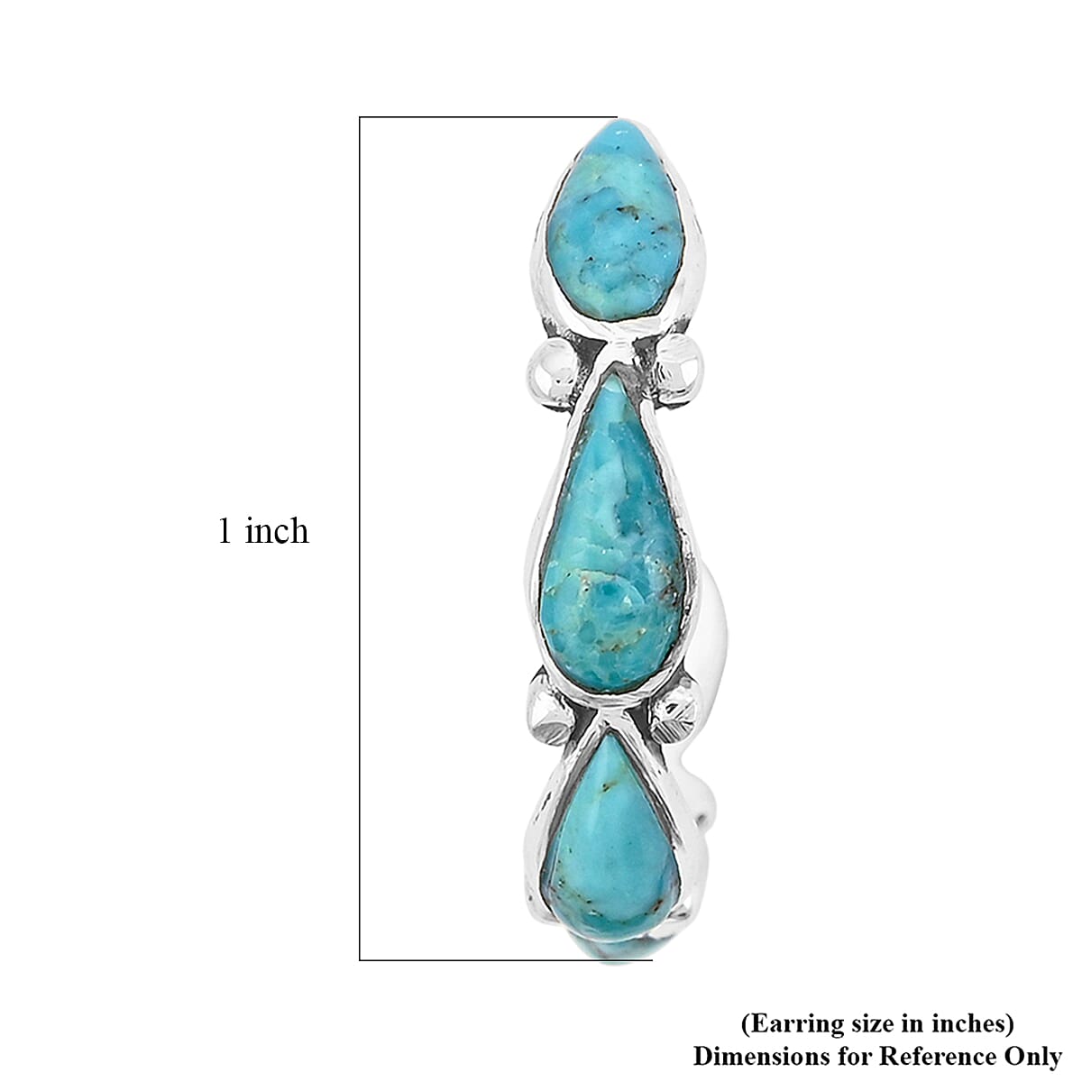 Santa Fe Style Kingman Turquoise  6 ctw Earrings in Sterling Silver image number 4