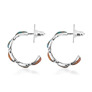 Santa Fe Style Spiny Turquoise  6 ctw Earrings in Sterling Silver