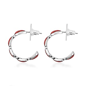 Santa Fe Style Red Coral Earrings in Sterling Silver