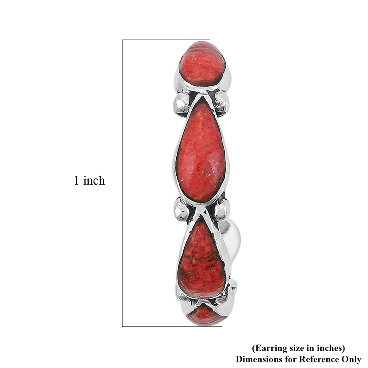 Santa Fe Style Red Coral Earrings in Sterling Silver image number 4