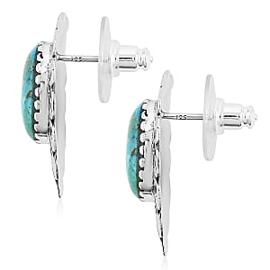 Santa Fe Style Kingman Turquoise 10.00 ctw Earrings in Sterling Silver