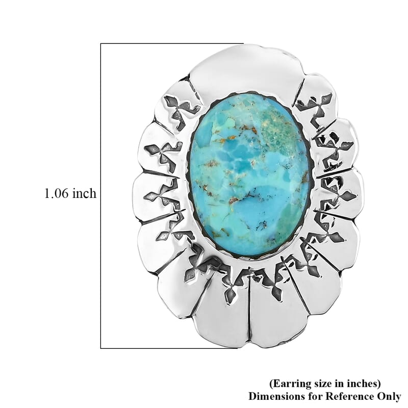 Santa Fe Style Kingman Turquoise 10.00 ctw Earrings in Sterling Silver
