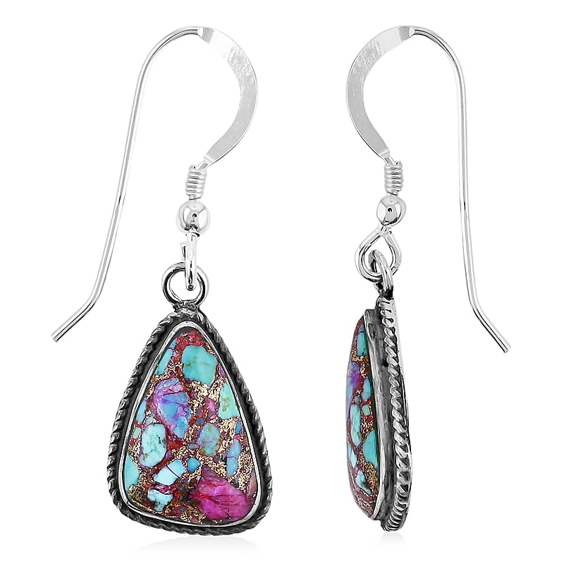 Santa Fe Style Mojave Purple Turquoise 8.00 ctw Earrings in Sterling Silver