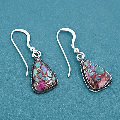 Santa Fe Style Mojave Purple Turquoise 8.00 ctw Earrings in Sterling Silver