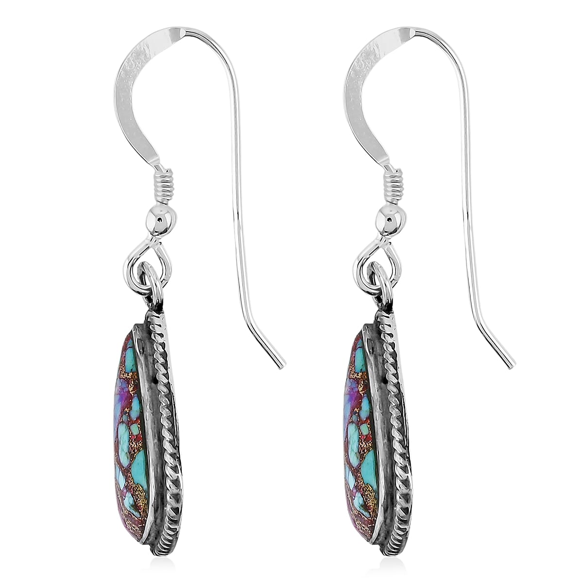Santa Fe Style Mojave Purple Turquoise 8.00 ctw Earrings in Sterling Silver image number 3