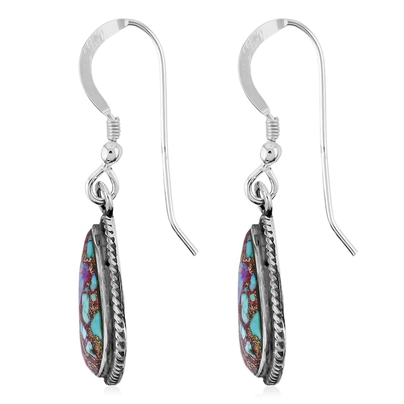 Santa Fe Style Mojave Purple Turquoise 8.00 ctw Earrings in Sterling Silver