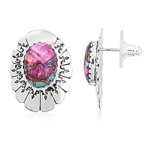 Santa Fe Style Mojave Purple Turquoise 10.00 ctw Earrings in Sterling Silver