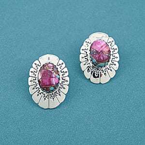Santa Fe Style Mojave Purple Turquoise 10.00 ctw Earrings in Sterling Silver