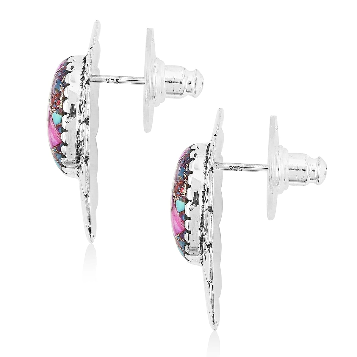 Santa Fe Style Mojave Purple Turquoise 10.00 ctw Earrings in Sterling Silver image number 3