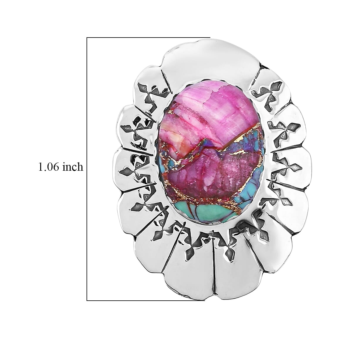 Santa Fe Style Mojave Purple Turquoise 10.00 ctw Earrings in Sterling Silver image number 4