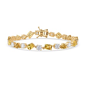 D'Joy Premium Golden Apatite, Moissanite Bracelet in 18K Vermeil YG Over Sterling Silver (7.25 In) 13.90 ctw