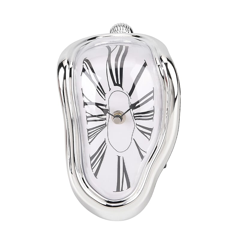 Livmore Silver Melting Table Clock (1xAA Battery Not Included)