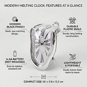 Livmore Silver Melting Table Clock (1xAA Battery Not Included)