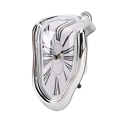 Livmore Silver Melting Table Clock (1xAA Battery Not Included)