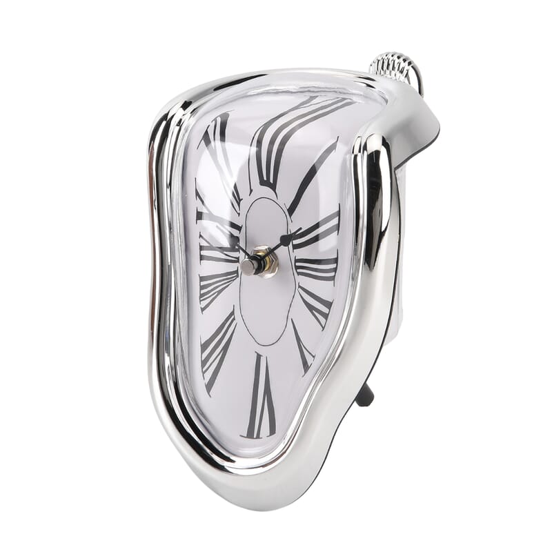 Livmore Silver Melting Table Clock (1xAA Battery Not Included)