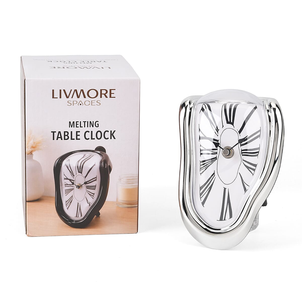Livmore Silver Melting Table Clock (1xAA Battery Not Included) image number 6