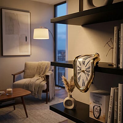 Livmore Golden Melting Table Clock (1xAA Battery Not Included)
