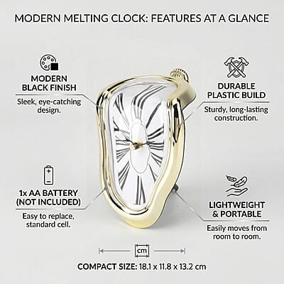 Livmore Golden Melting Table Clock (1xAA Battery Not Included)