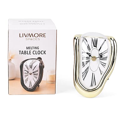 Livmore Golden Melting Table Clock (1xAA Battery Not Included)