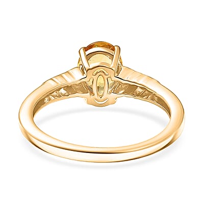 Premium Golden Apatite and Luxuriant Lab Grown Diamond G-H SI 1.25 ctw Golden Wave Ring in 18K Yellow Gold Over Sterling Silver (Size 8.0)