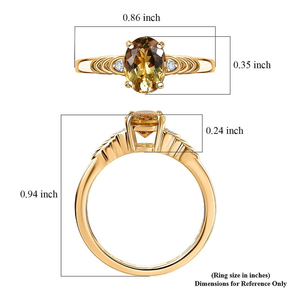 Premium Golden Apatite and Luxuriant Lab Grown Diamond G-H SI 1.25 ctw Golden Wave Ring in 18K Yellow Gold Over Sterling Silver (Size 8.0)