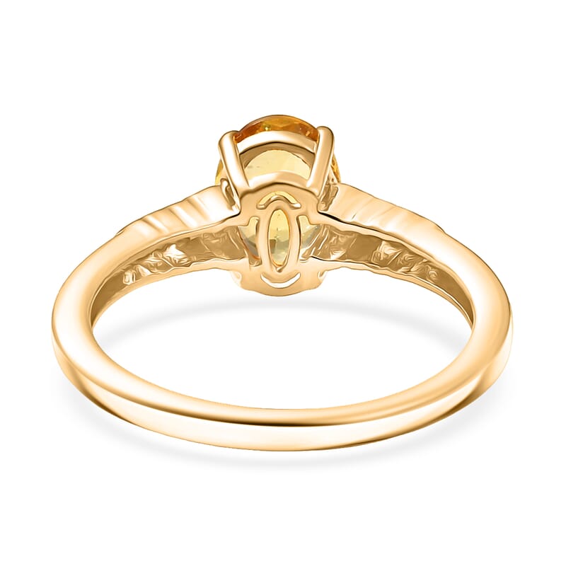 Premium Golden Apatite and Luxuriant Lab Grown Diamond G-H SI 1.25 ctw Golden Wave Ring in 18K Yellow Gold Over Sterling Silver (Size 9.0)