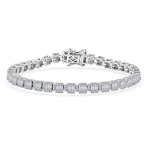 Luxuriant Lab Grown Diamond  Tennis Bracelet 1 Row (Size - 7.25) in Rhodium OverSterling Silver ,  Silver Wt. 10 g 2.95 ctw
