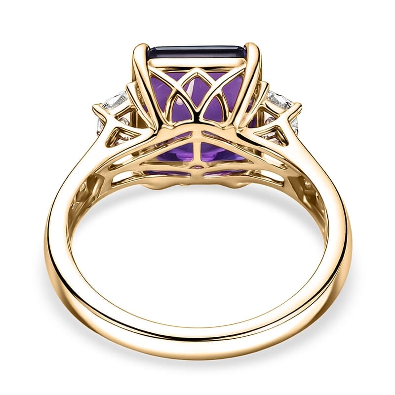AAA Lusaka Amethyst and Luxuriant Lab Grown Diamond G-H SI 6.80 ctw Ring in 10K Yellow Gold (Size 10.0)