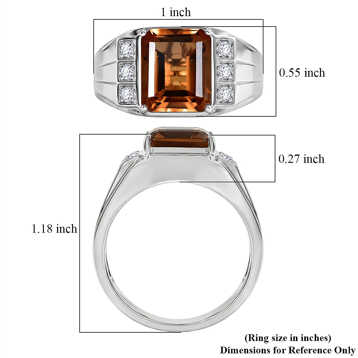 EverTrue Autumn Alexite and White Zircon 6.25 ctw Men's Ring in Platinum Bond (Size 10.0) (Del. in 10-12 Days) image number 5