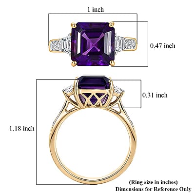AAA Lusaka Amethyst and Luxuriant Lab Grown Diamond G-H SI 6.80 ctw Ring in 10K Yellow Gold (Size 5.0)