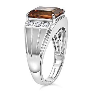 EverTrue Autumn Alexite and White Zircon 6.25 ctw Men's Ring in Platinum Bond (Size 12.0)