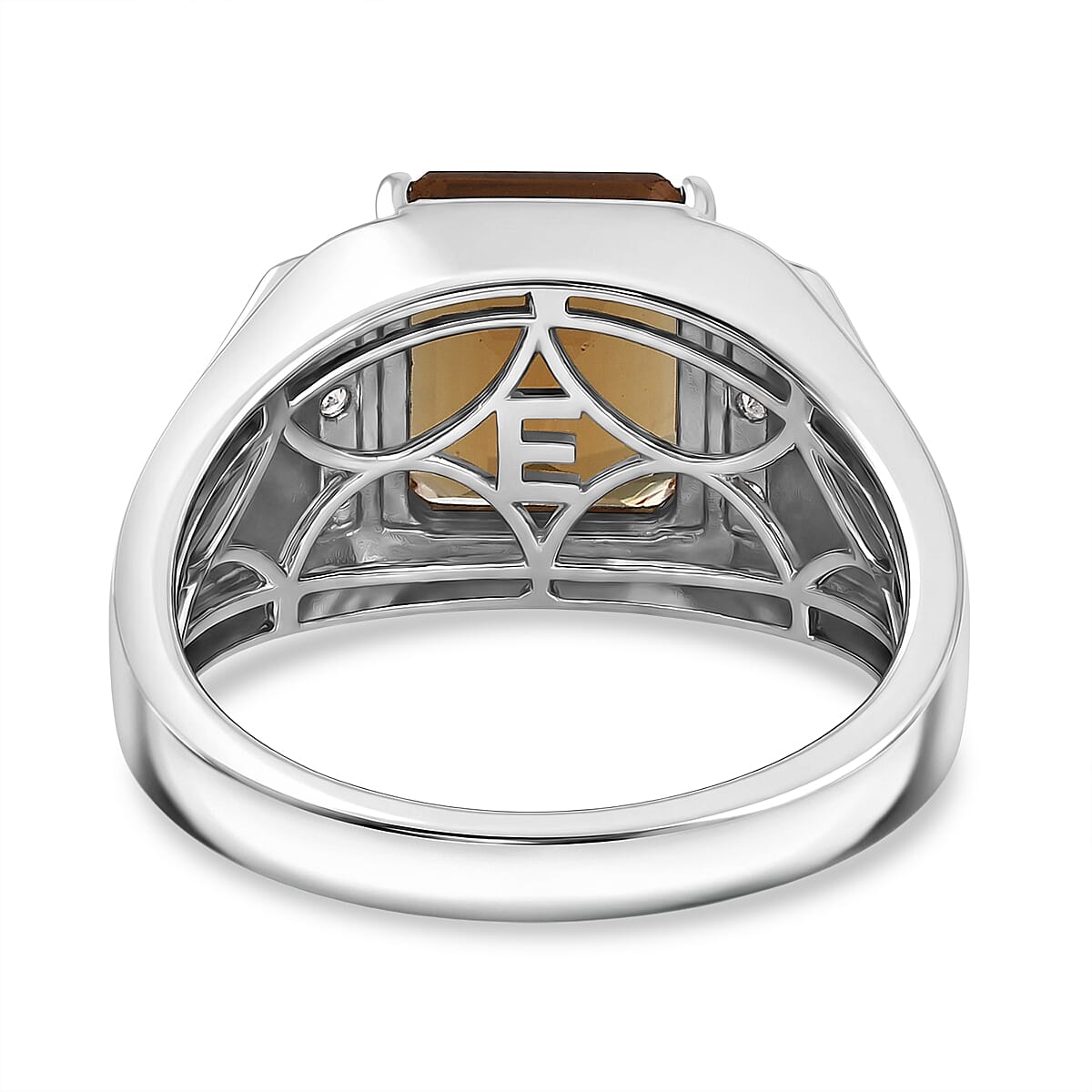 EverTrue Autumn Alexite and White Zircon 6.25 ctw Men's Ring in Platinum Bond (Size 12.0) image number 4