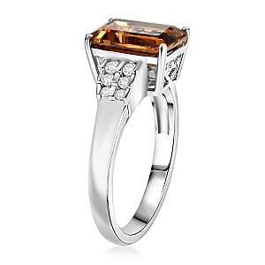 EverTrue Autumn Alexite and White Zircon 3.60 ctw Sunset Pillar Ring in Platinum Bond (Size 10.0)