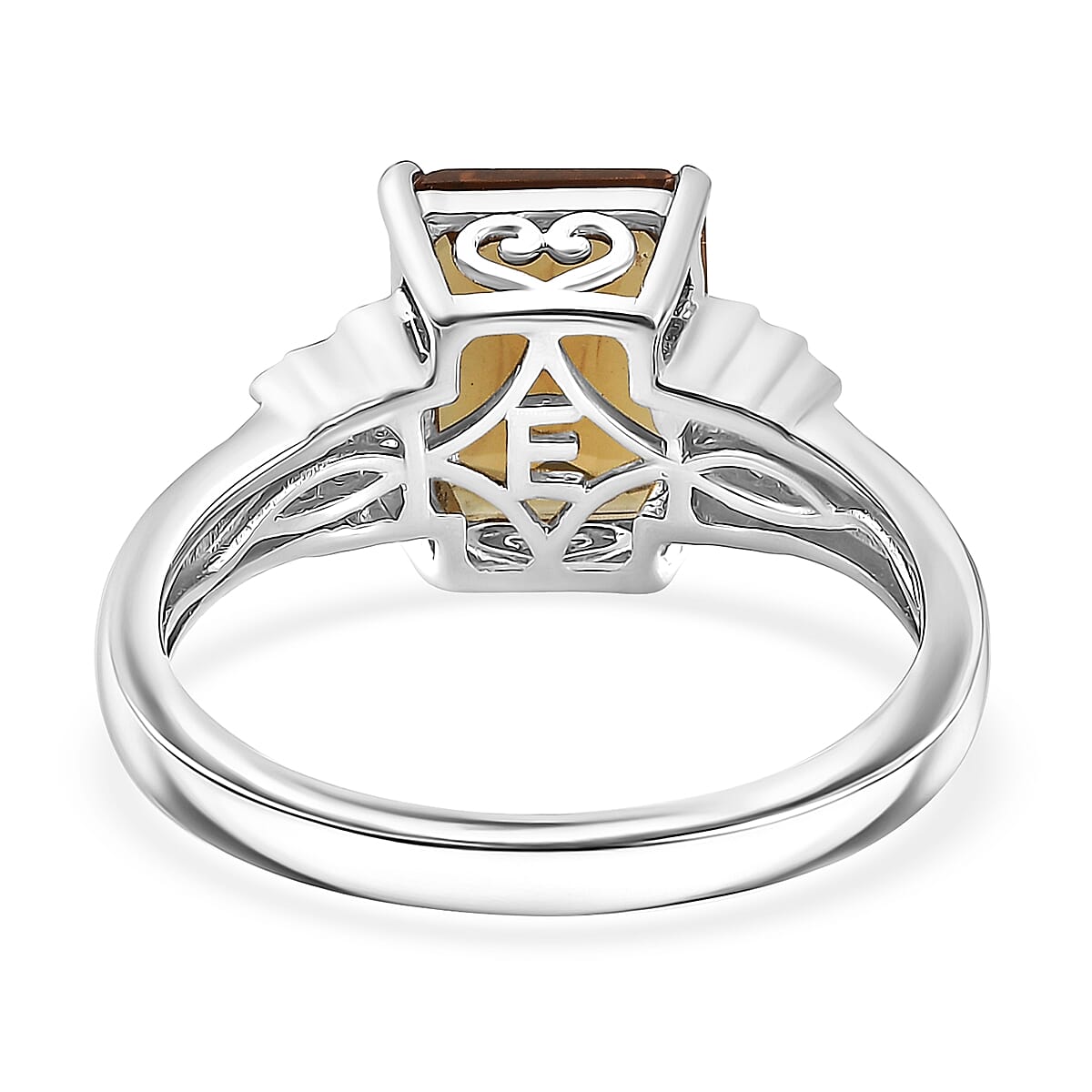 EverTrue Autumn Alexite and White Zircon 3.60 ctw Sunset Pillar Ring in Platinum Bond (Size 10.0) image number 4