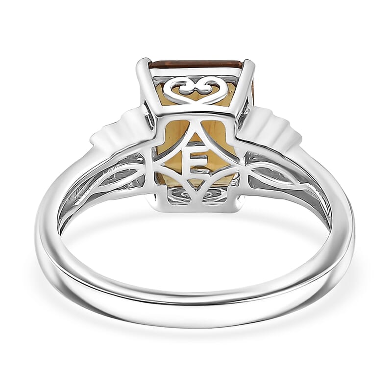 EverTrue Autumn Alexite and White Zircon 3.60 ctw Sunset Pillar Ring in Platinum Bond (Size 10.0)